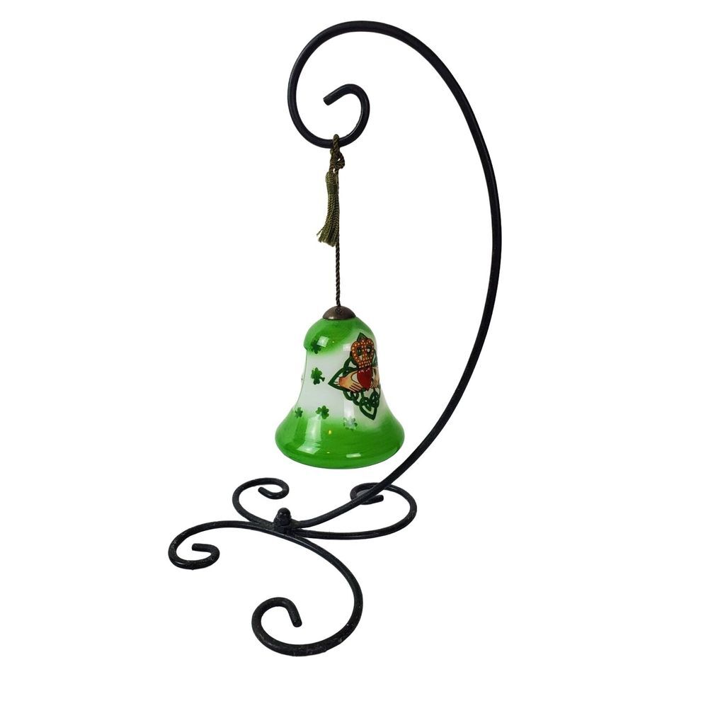 Merry Christmas Irish Green Tear Drop Hanging Ornament with Stand